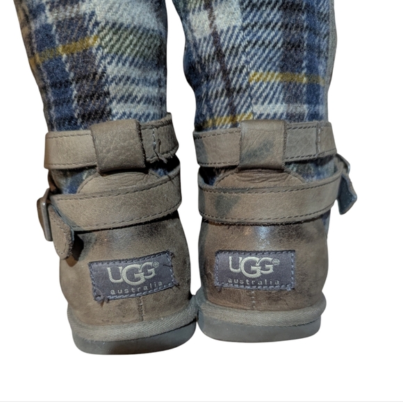 UGG Marielle Plaid and Leather Boots Grey size 7 Cold Weather Hygge - Picture 5 of 9